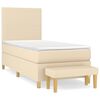vidaXL Posteľn&yacute; r&aacute;m boxspring s matracom kr&eacute;mov&yacute; 90x190 cm l&aacute;tka