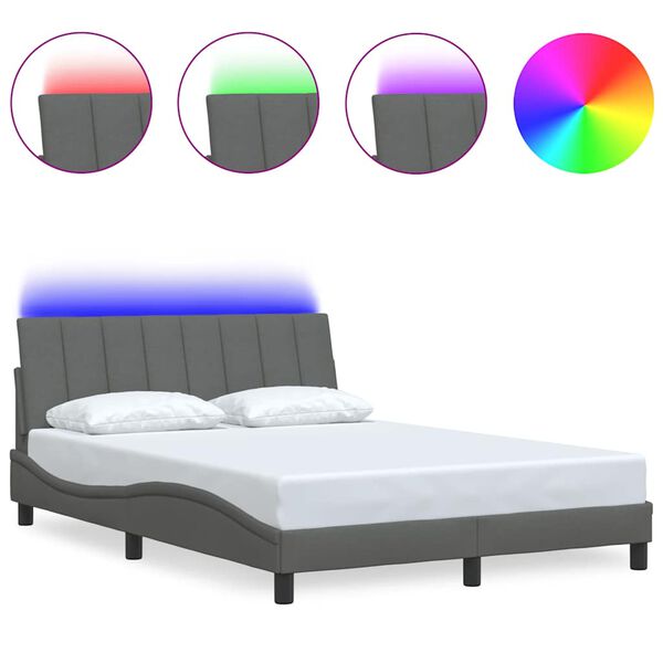 vidaXL R&aacute;m postele bez matraca Hanko tmavosiv&aacute; 140x200 cm l&aacute;tka