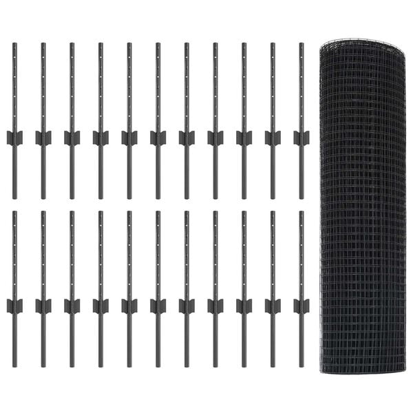 vidaXL Plot s podperou Siv&aacute; 0,4 x 50 m Ocel a PVC