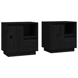 vidaXL Nočn&eacute; stol&iacute;ky 2 ks čierne 50x34x50 cm borovicov&yacute; mas&iacute;v