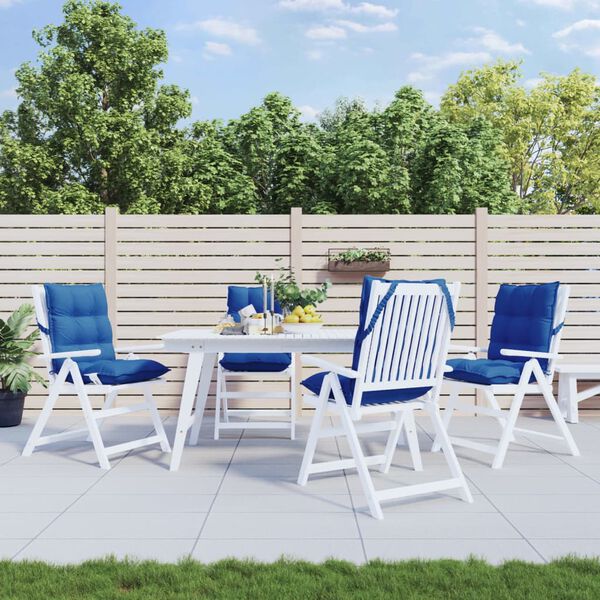 vidaXL Podložky na stoličky n&iacute;zke operadlo 4 ks tmavomodr&eacute; l&aacute;tka