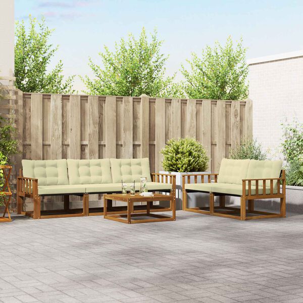 vidaXL Z&aacute;hradn&aacute; s&uacute;prava gaučov s vank&uacute;&scaron;om 6 pcs Pr&iacute;rodn&aacute; a kr&eacute;mov&aacute;