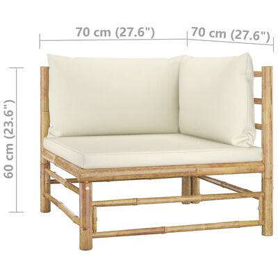 vidaXL 11-dielna záhradná sedacia súprava s krémovobielymi podložkami bambus