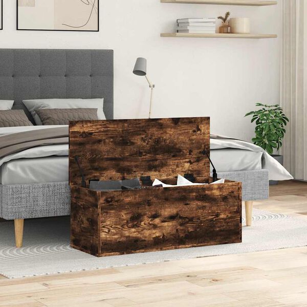 vidaXL &Uacute;ložn&yacute; box dymov&yacute; dub 90x35x35 cm spracovan&eacute; drevo