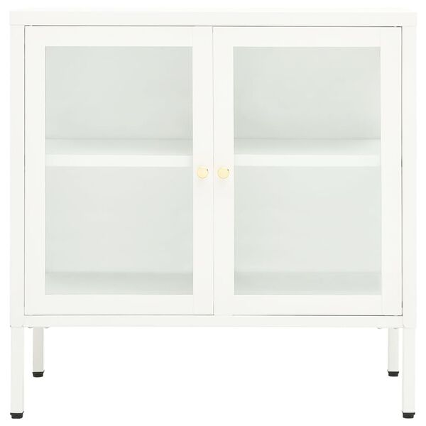 vidaXL Komoda biela 70x35x70 cm oceľ a sklo