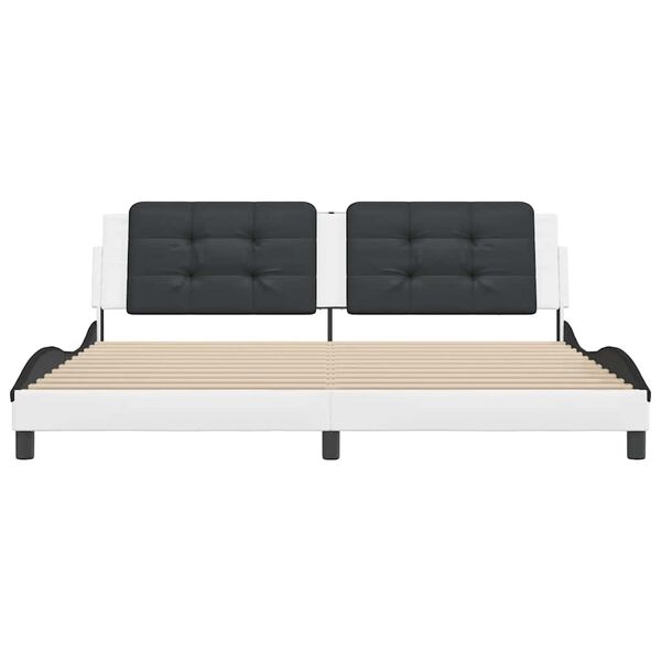 vidaXL R&aacute;m postele bez matraca Zadar bielo-čierny 200x200 cm umel&aacute; koža