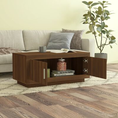 vidaXL Konferenčný stolík hnedý dub 102x50x45 cm spracované drevo