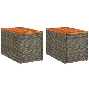 vidaXL Z&aacute;hradn&eacute; pr&iacute;ručn&eacute; stol&iacute;ky 2 ks siv&eacute; 55x34x37 cm polyratan mas&iacute;v