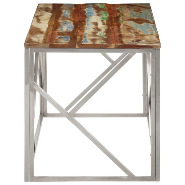 vidaXL Konferenčn&yacute; stol&iacute;k strieborn&yacute; nehrdzavej&uacute;ca oceľ a recyk. mas&iacute;v