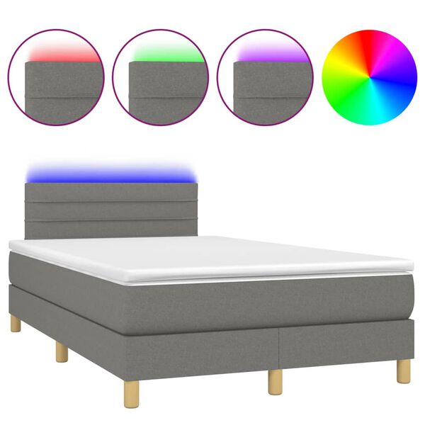 vidaXL Boxspring posteľ s matracom a LED, tmavosiv&aacute; 120x190 cm, l&aacute;tka