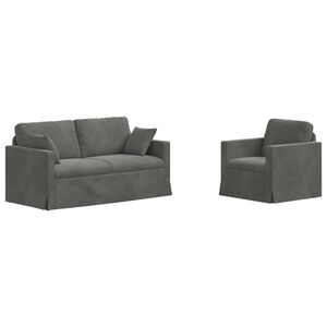 vidaXL Sada pohoviek 2 pcs Tmavo &scaron;ed&aacute; 158 x 78 x 80 cm Zamat