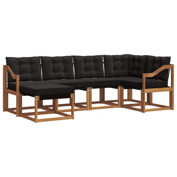 vidaXL Z&aacute;hradn&aacute; s&uacute;prava gaučov s vank&uacute;&scaron;om 6 pcs Pr&iacute;rodn&aacute; a čierna