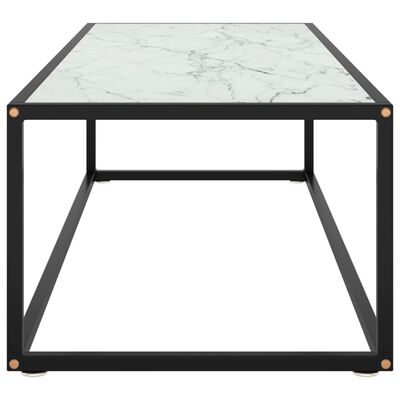 vidaXL Konferenčný stolík, čierny, biele mramorové sklo 120x50x35 cm