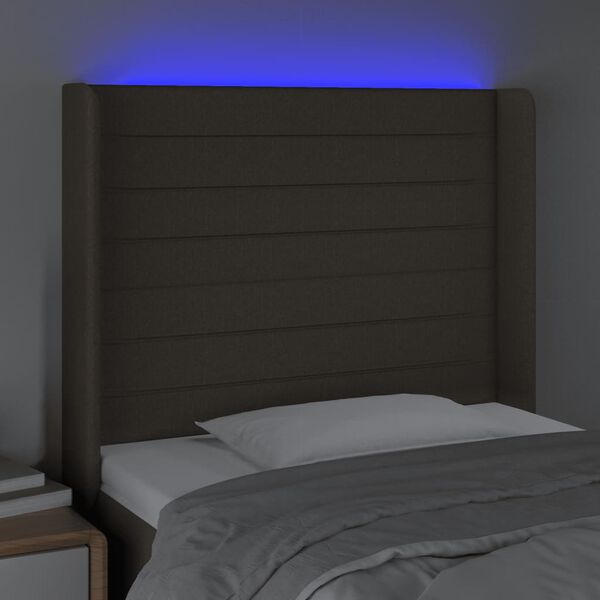 vidaXL Čelo postele s LED sivohned&eacute; 93x16x118/128 cm l&aacute;tka