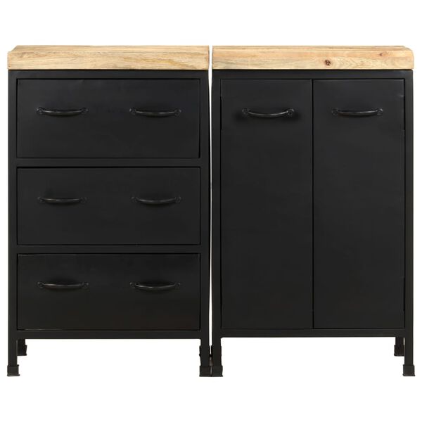 vidaXL Komoda s 3 zásuvkami a 2 dvierkami surové mangovníkové drevo