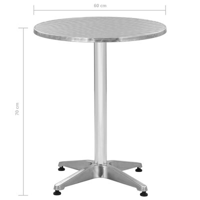 vidaXL Záhradný stôl, strieborný 60x70 cm, hliník