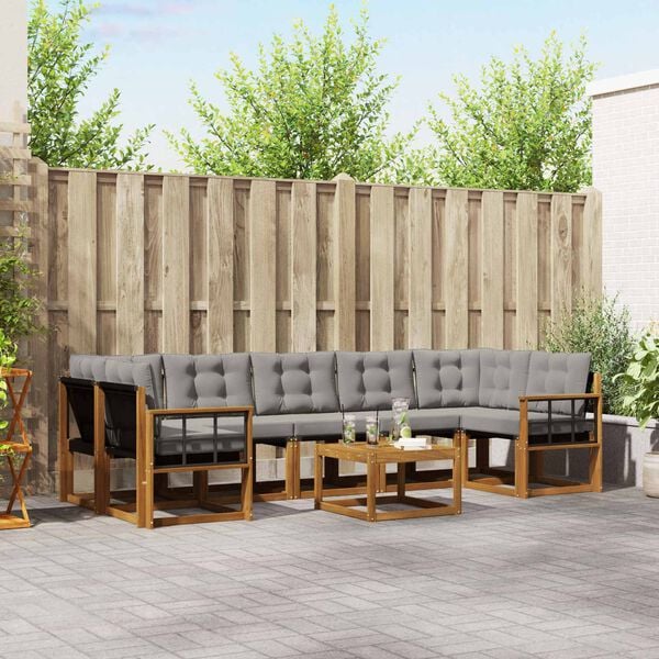 vidaXL Z&aacute;hradn&aacute; s&uacute;prava gaučov s vank&uacute;&scaron;om 8 pcs Pr&iacute;rodn&aacute; a svetlosiv&aacute;