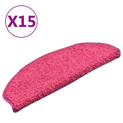 vidaXL Kobercové nášľapy na schody 15 ks ružové 65x21x4 cm