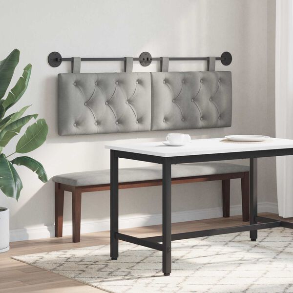 vidaXL Z&aacute;vesn&aacute; Čel&aacute; N&aacute;stenn&yacute; Svetlosiv&aacute; 130 x 55 x 7 cm Zamat