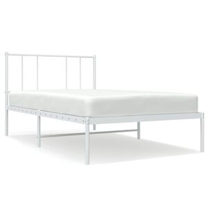 vidaXL Kovov&yacute; r&aacute;m postele s čelom biely 90x200 cm