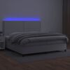 vidaXL Boxspring posteľ s matracom a LED biela 200x200 cm umelá koža