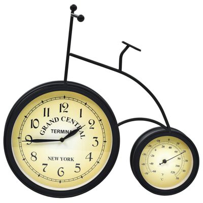 vidaXL Záhradné nástenné hodiny s teplomerom v tvare bicykla