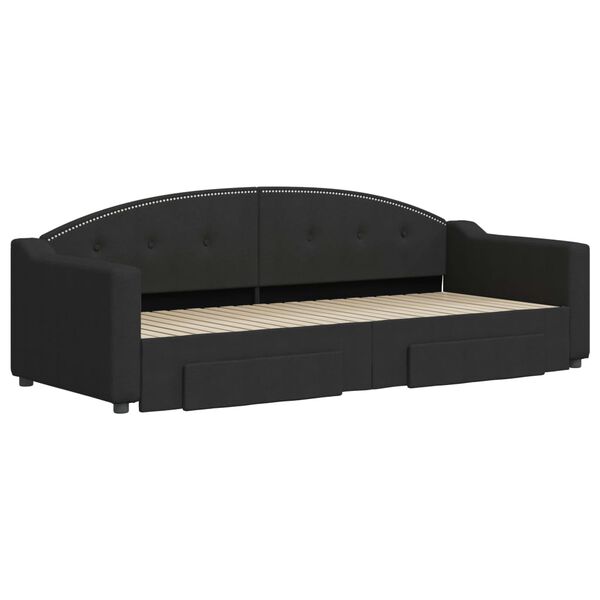 vidaXL Rozkladacia denná posteľ so zásuvkami čierna 80x200 cm látka