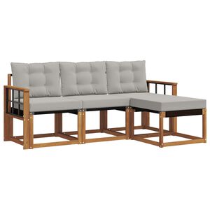 vidaXL Z&aacute;hradn&aacute; s&uacute;prava gaučov s vank&uacute;&scaron;om 4 pcs Pr&iacute;rodn&aacute; a svetlosiv&aacute;