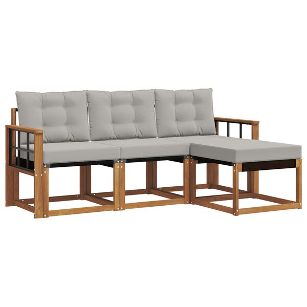 vidaXL Z&aacute;hradn&aacute; s&uacute;prava gaučov s vank&uacute;&scaron;om 4 pcs Pr&iacute;rodn&aacute; a svetlosiv&aacute;