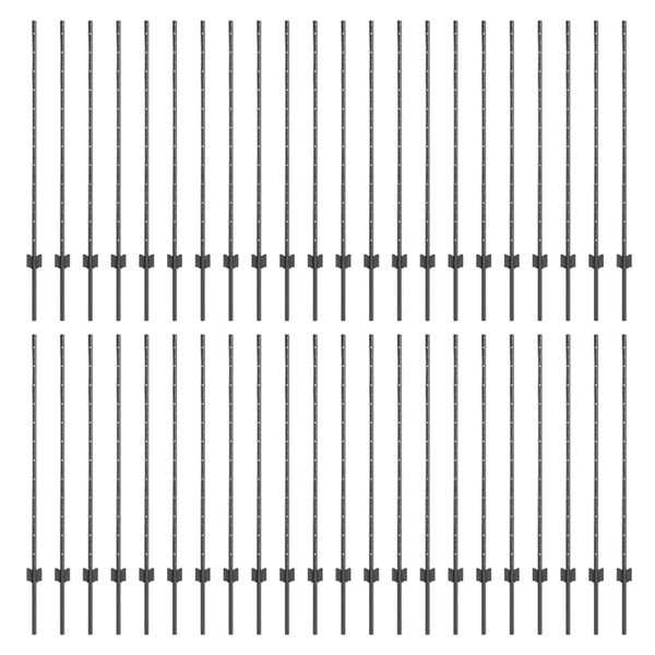 vidaXL Plotové stĺpy 88 pcs Sivá 160 cm Oceľ