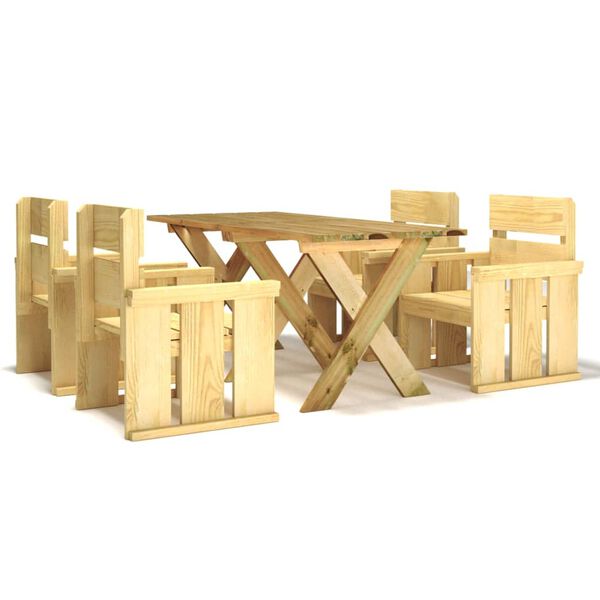 vidaXL 5-dielna z&aacute;hradn&aacute; jed&aacute;lensk&aacute; s&uacute;prava impregnovan&aacute; borovica