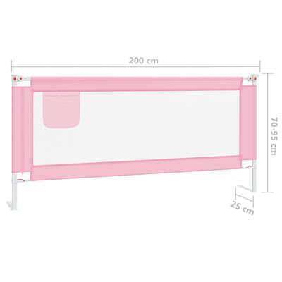 vidaXL Zábrana na detskú posteľ ružová 200x25 cm látka