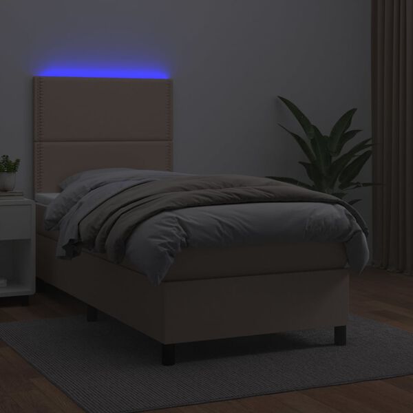 vidaXL Boxspring posteľ matrac a LED kapuč&iacute;nov&aacute; 80x200cm umel&aacute; koža