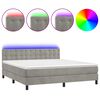 vidaXL Posteľ boxsping s matracom a LED bledosiv&aacute; 180x200 cm zamat