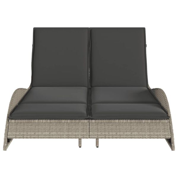 vidaXL Záhradné ležadlo s vankúšmi svetlosivé 114x205x73 cm polyratan