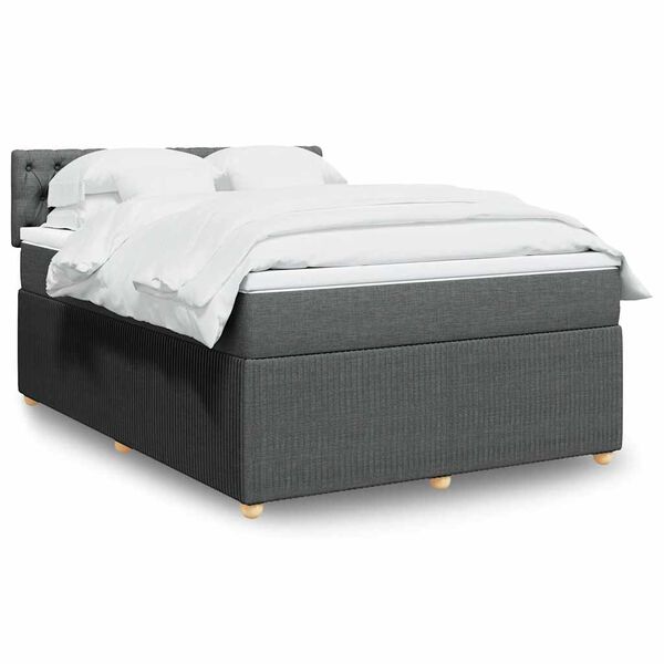 vidaXL Boxspring posteľ s matracom tmavosiv&aacute; 140x190 cm l&aacute;tka