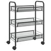 vidaXL Kuchynský vozík s 3 poschodiami čierny 46x26x64 cm železný