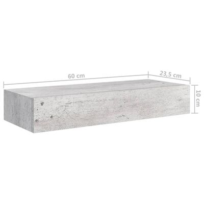 vidaXL Nástenná zásuvková polica betónovo-sivá 60x23,5x10 cm MDF
