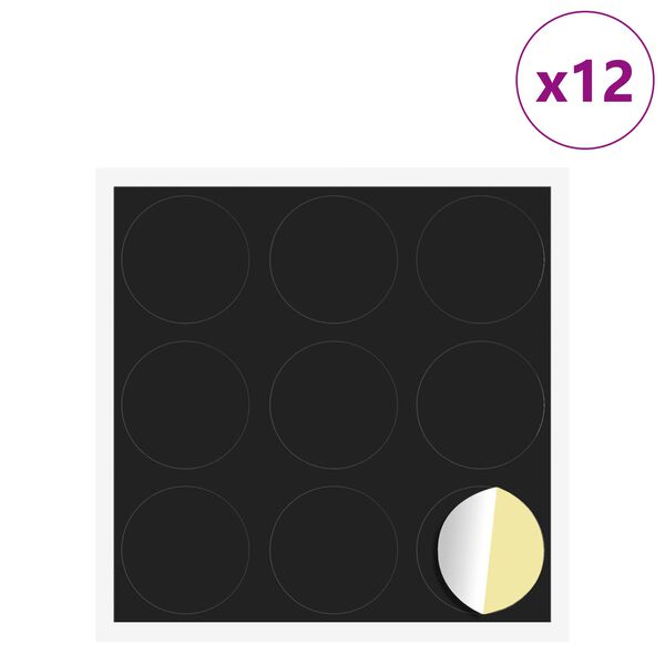 vidaXL Samolepiaci obal na skrutky 12 pcs Čierna &Oslash; 20 x 0,5 mm