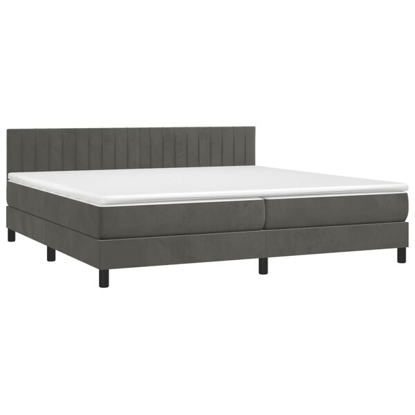 vidaXL Posteľn&yacute; r&aacute;m boxspring s matracom tmavosiv&yacute; 200x200 cm zamat
