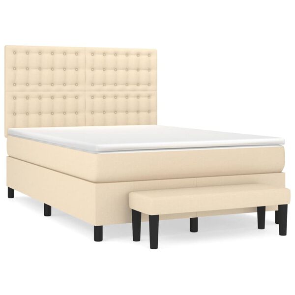 vidaXL Boxspring posteľ s matracom kr&eacute;mov&yacute; 140x190 cm l&aacute;tka