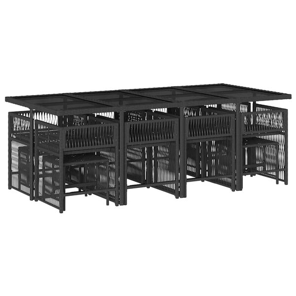 vidaXL 13-dielna z&aacute;hr. jed&aacute;lensk&aacute; s&uacute;prava s vank&uacute;&scaron;mi čierna polyratan