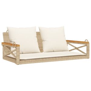 vidaXL Hojdacia lavica s vank&uacute;&scaron;mi b&eacute;žov&aacute; 109x62x40 cm polyratan