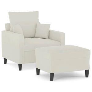 vidaXL Kreslo s podnožkou kr&eacute;mov&eacute; 60 cm zamat