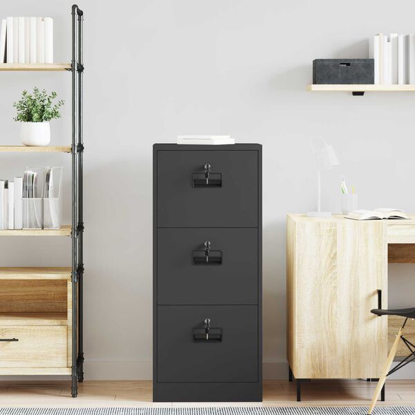 vidaXL Skriňa na dokumenty so z&aacute;suvkou Čierna 45,5 x 42 x 106,5 cm