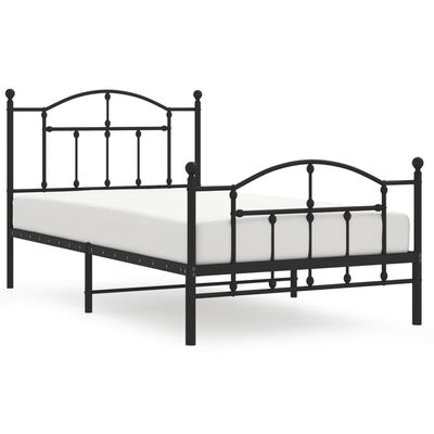 vidaXL Kovový rám postele s čelom a podnožkou čierny 100x190 cm