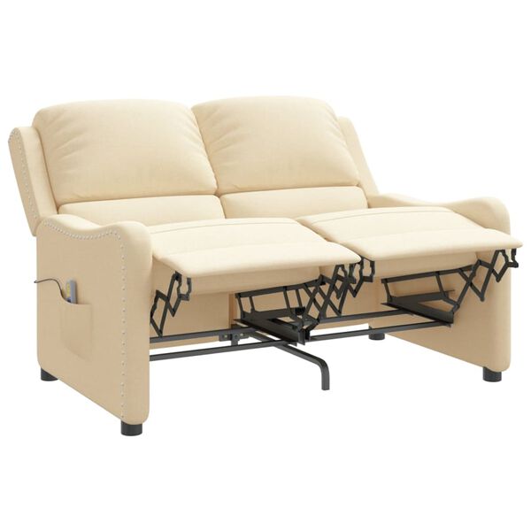 vidaXL 2-miestne sklápacie masážne kreslo, krémové, látka