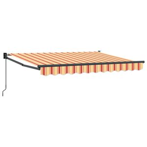 vidaXL Ručn&aacute; skladacia mark&iacute;za Žlt&aacute;, oranžov&aacute; a biela 3,5 x 2 m