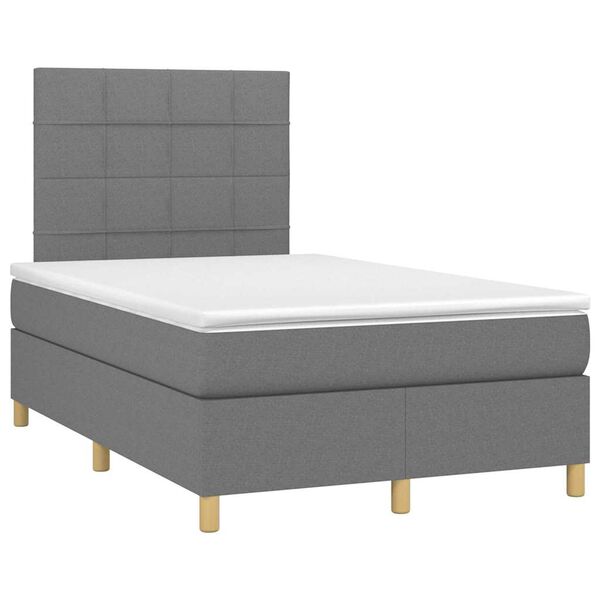 vidaXL Boxspring posteľ s matracom a LED, tmavosiv&aacute; 120x190 cm, l&aacute;tka