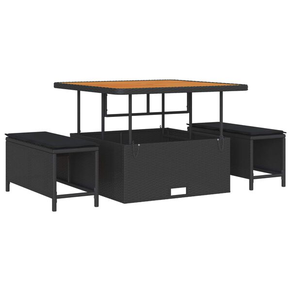 vidaXL S&uacute;prava z&aacute;hradn&yacute;ch pohoviek s vank&uacute;&scaron;om 8 pcs Čierna Poly ratan